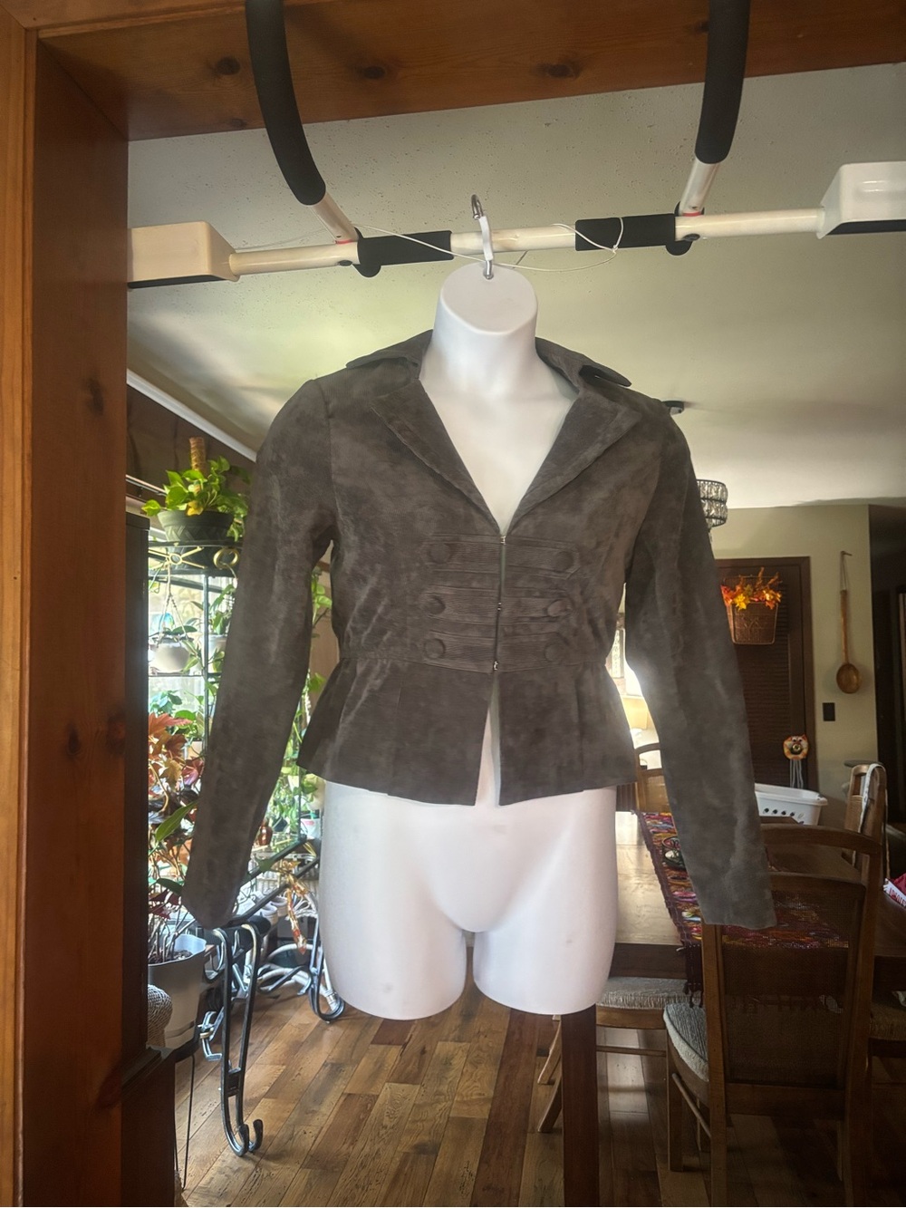 Chelsea & Theodore Womens Charcoal Grey Corduroy  Peplum Jacket Size 8